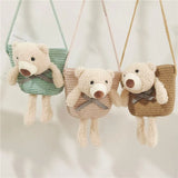 Cute Bear Baby Girl Shoulder Bags Straw Children