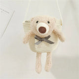 Cute Bear Baby Girl Shoulder Bags Straw Children