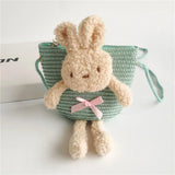 Cute Bear Baby Girl Shoulder Bags Straw Children