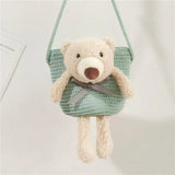 Cute Bear Baby Girl Shoulder Bags Straw Children