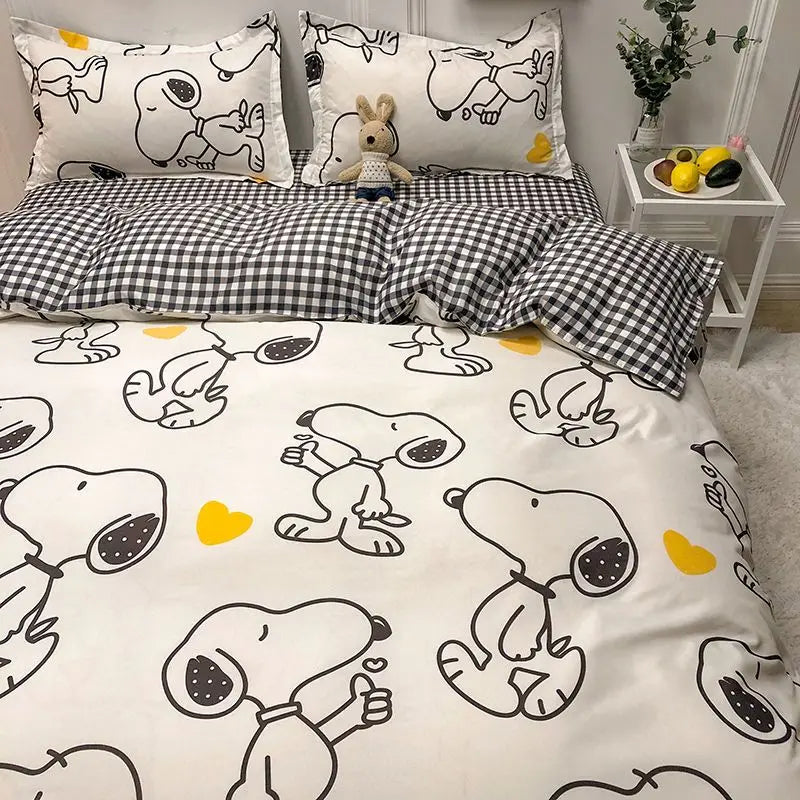 Cute Cartoon Snoopy Bedding Set Girls Boys Dorm