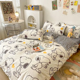 Cute Cartoon Snoopy Bedding Set Girls Boys Dorm