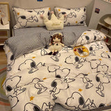 Cute Cartoon Snoopy Bedding Set Girls Boys Dorm