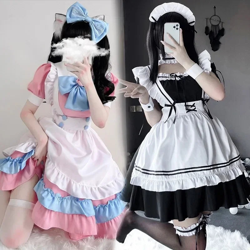 Cute pink maid uniform set Role playing Role