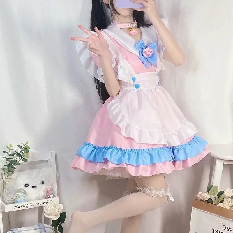 Cute pink maid uniform set Role playing Role