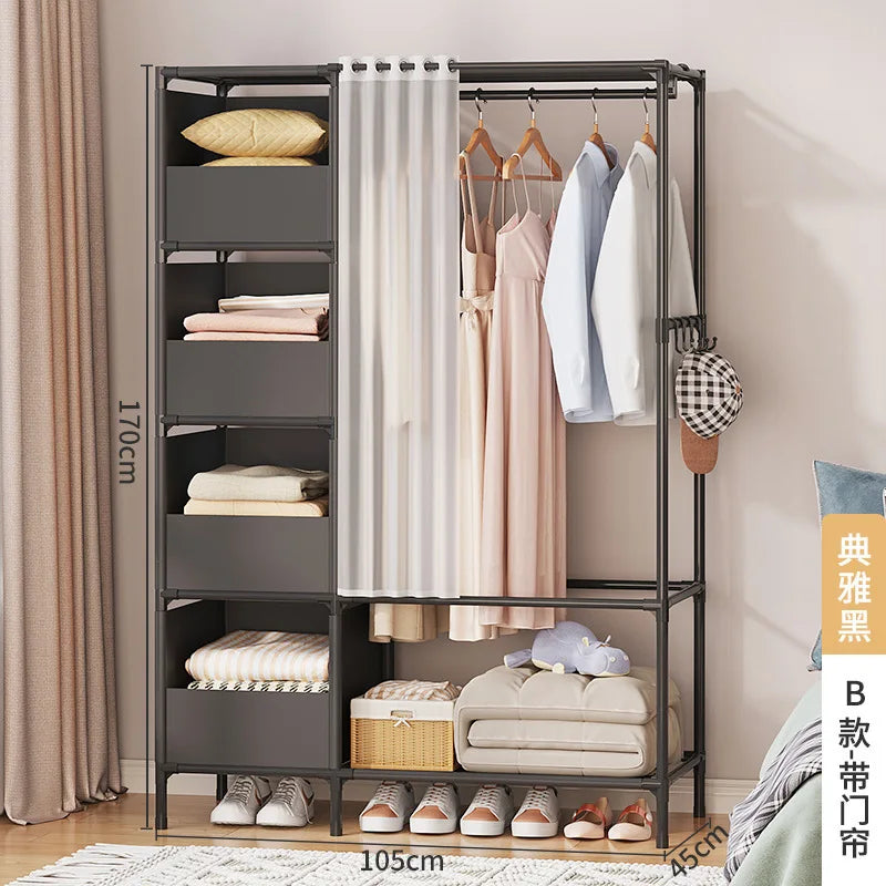 DIY Assembly Wardrobe Household Hanging Clothes Racks Bedroom