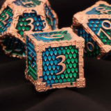 DND Metal Dice Set Green Blue Purple Dungeon