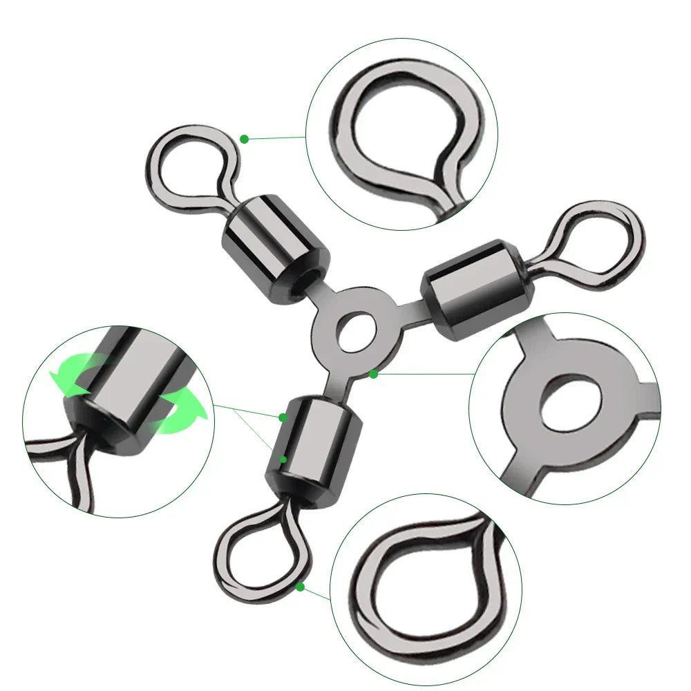 DNDYUJU 30/50pcs 3 Way Fishing Connector Ball Bearing