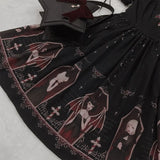Dark Gothic Devil Print Dress Black Japanese Style