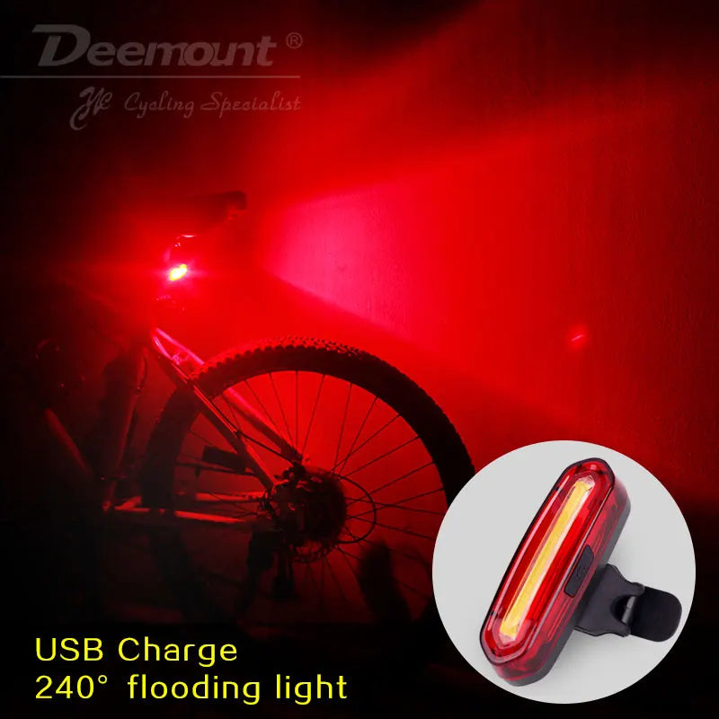 Deemount Rechargeable COB LED USB Mountain Bike Tail