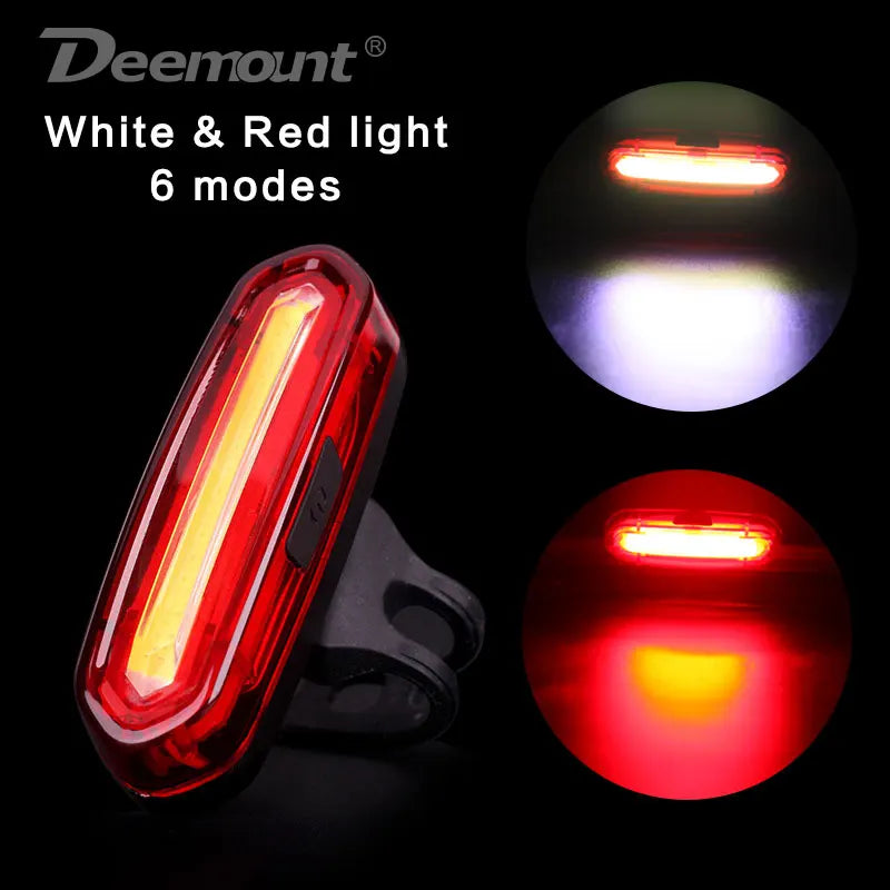 Deemount Rechargeable COB LED USB Mountain Bike Tail