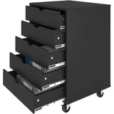 Dextrus 5-Drawer Wooden File Cabinet Chest Mobile Organizer