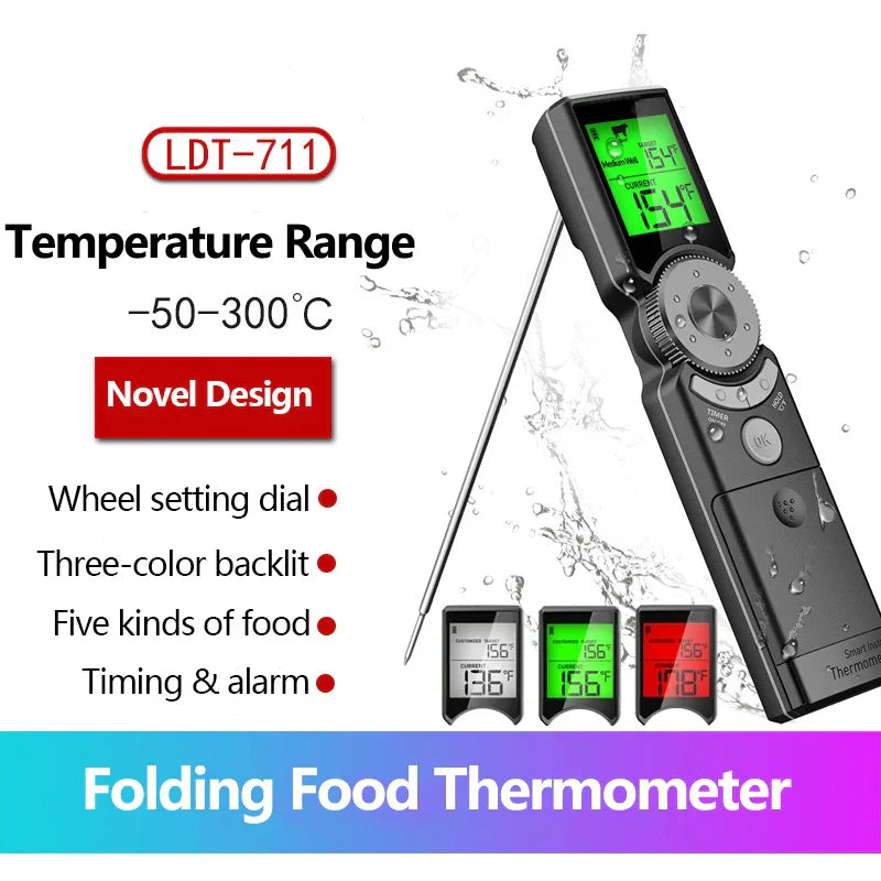 Digital Food Thermometer Portable Water-proof Probe Instant Reading