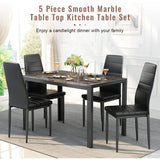 Dining Table Set 5 Piece, Marble Top and
