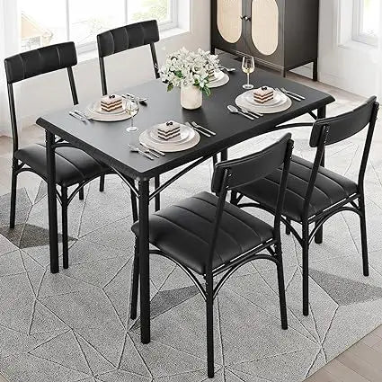 Dining Table Set, Traditional 2/4/5-Piece Wood & Metal