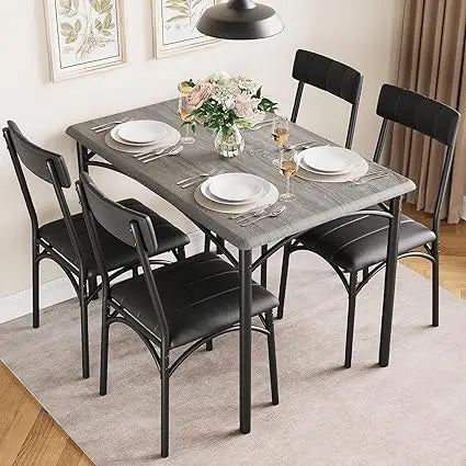 Dining Table Set, Traditional 2/4/5-Piece Wood & Metal