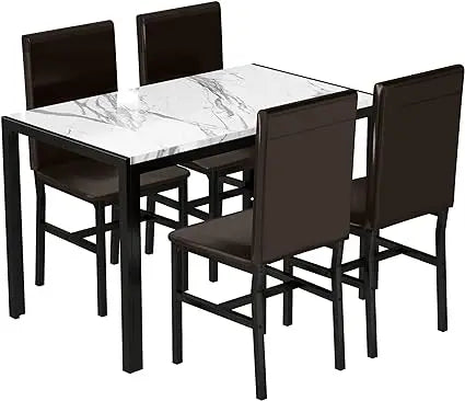 Dining Table Set, Traditional 2/4/5-Piece Wood & Metal