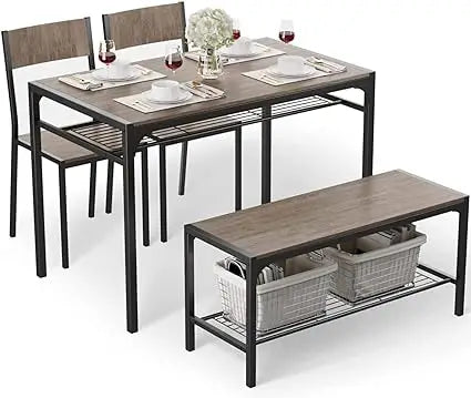Dining Table Set, Traditional 2/4/5-Piece Wood & Metal