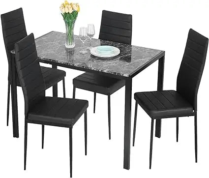 Dining Table Set, Traditional 2/4/5-Piece Wood & Metal
