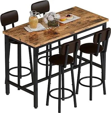 Dining Table Set, Traditional 2/4/5-Piece Wood & Metal