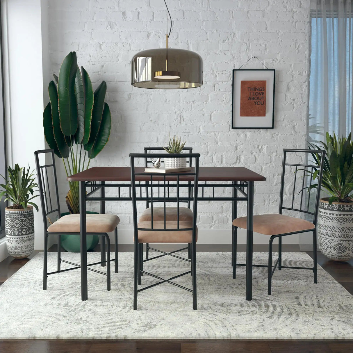 Dining Table Set, Traditional 2/4/5-Piece Wood & Metal