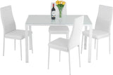 Dining Table and Chairs Set, Modern Rectangular Marble