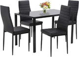 Dining Table and Chairs Set, Modern Rectangular Marble