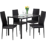 Dining Table and Chairs Set, Modern Rectangular Marble