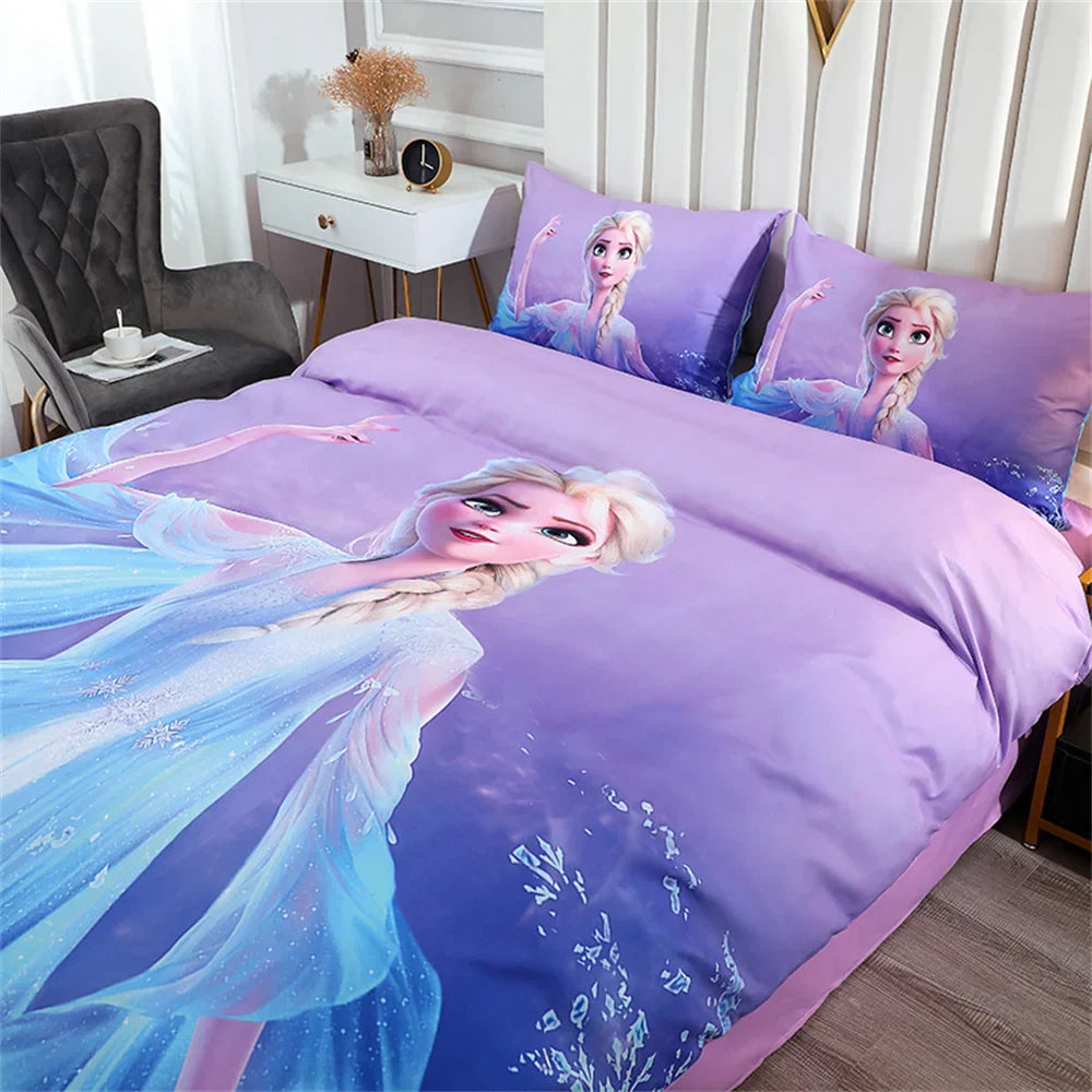 Disney Bedding Set Purple Frozen Elsa Princess Duvet