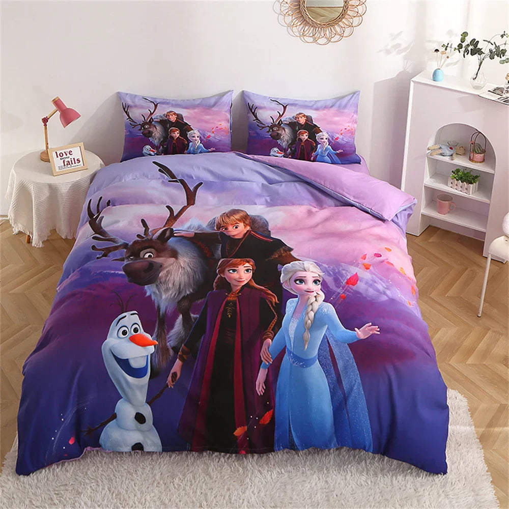 Disney Bedding Set Purple Frozen Elsa Princess Duvet