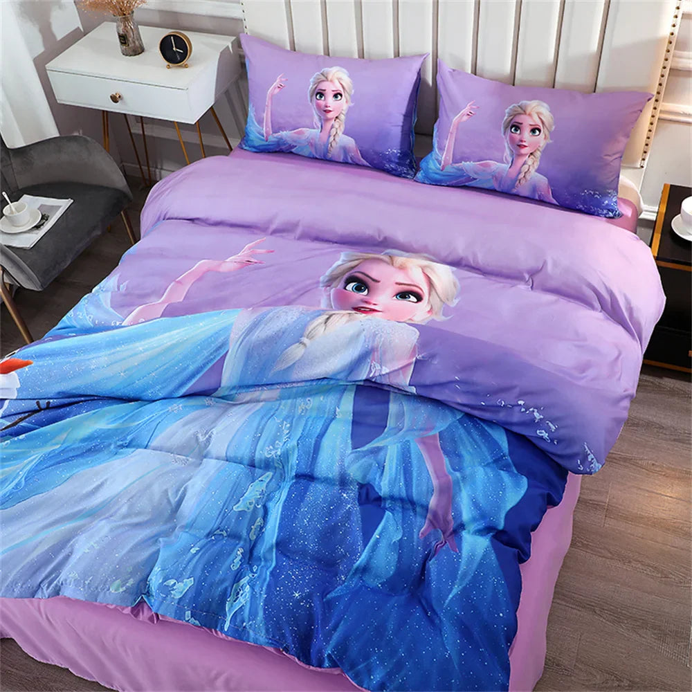 Disney Bedding Set Purple Frozen Elsa Princess Duvet