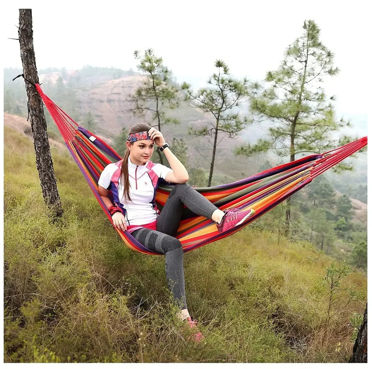 Double Hammock 2 Person Canvas Cotton Hammock with