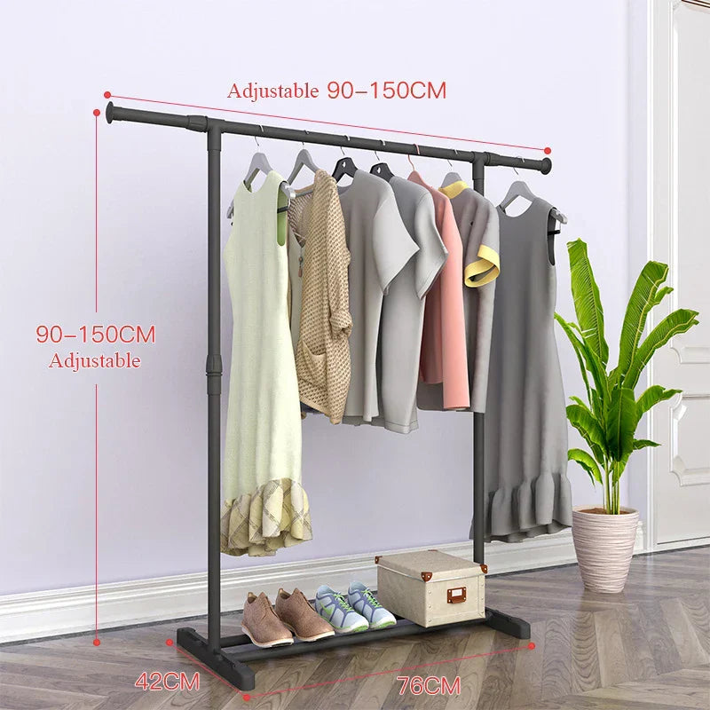 Double Pole Floor Balcony Drying Rack Folding Stainless