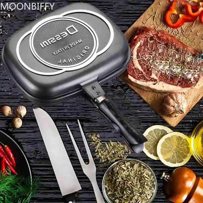 Double Sided BBQ Frying Pans Stainless Steel Steak