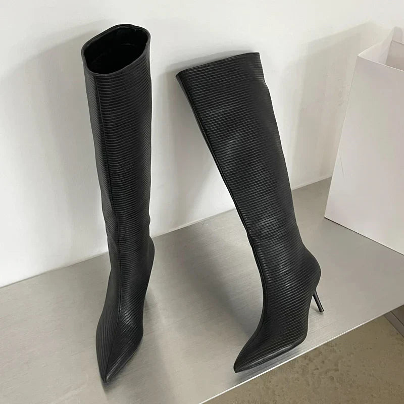 Eilyken Design Pointed Toe Women KneeHigh Boots Designer