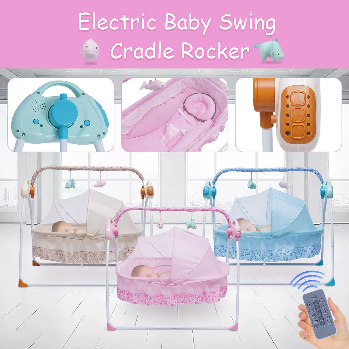 Electric Baby Cradle Auto Swing Rocker Cot Infant