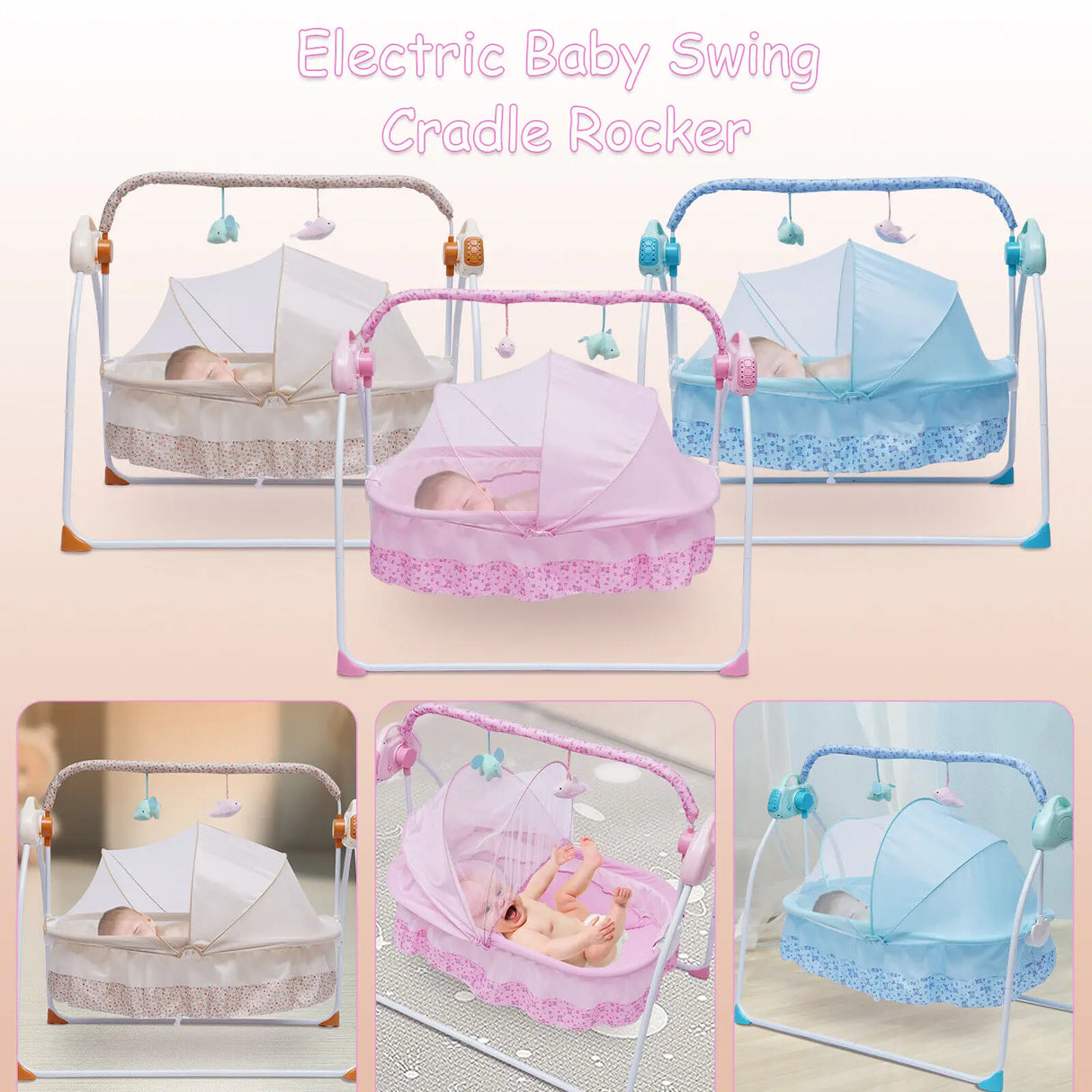 Electric Baby Cradle Auto Swing Rocker Cot Infant