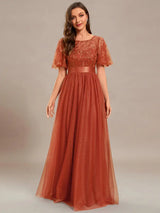 Elegant Evening Dresses Sequin Print Maxi Long with