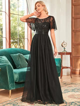 Elegant Evening Dresses Sequin Print Maxi Long with