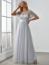 Elegant Evening Dresses Sequin Print Maxi Long with