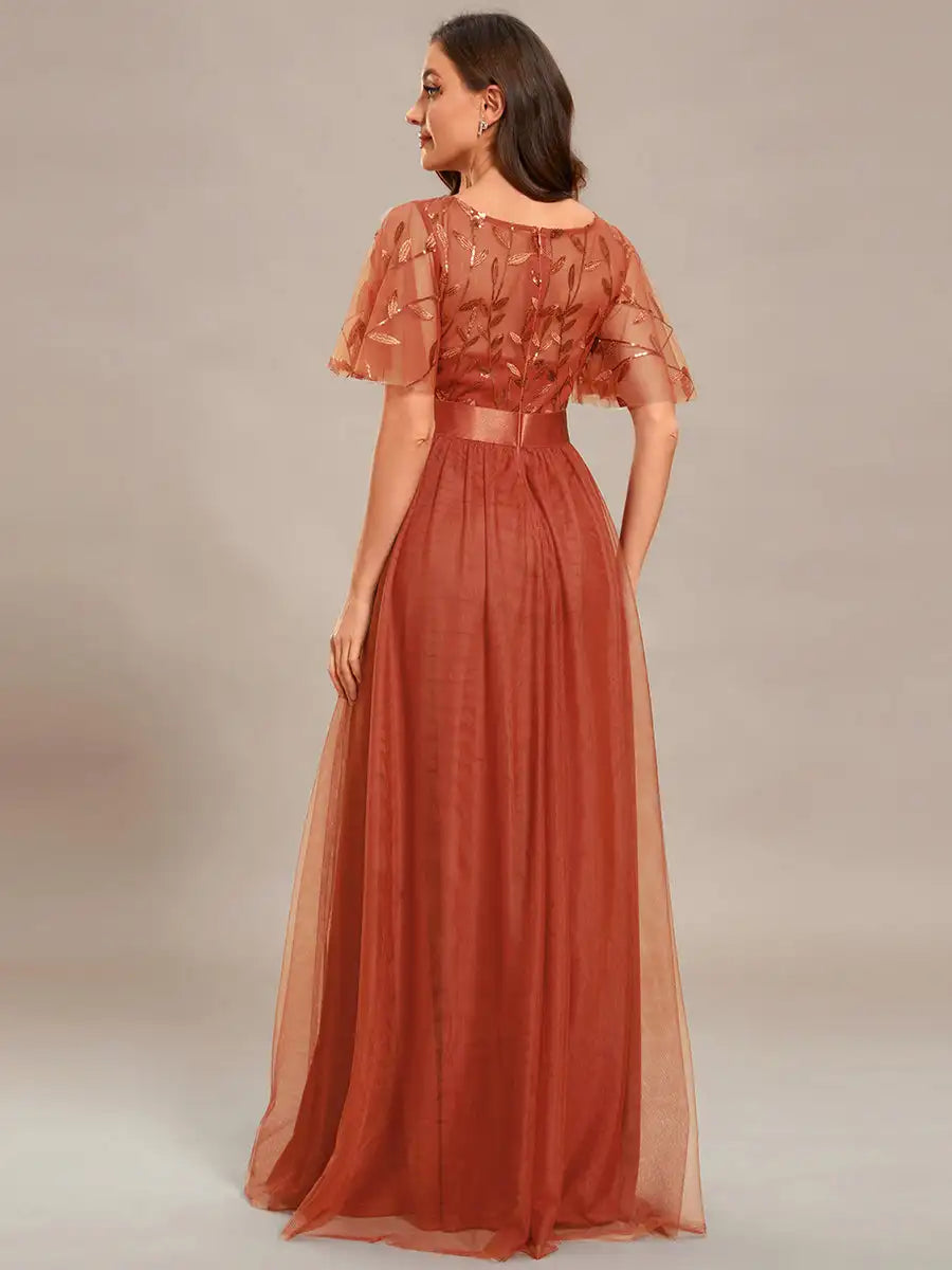 Elegant Evening Dresses Sequin Print Maxi Long with