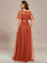 Elegant Evening Dresses Sequin Print Maxi Long with