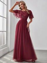 Elegant Evening Dresses Sequin Print Maxi Long with