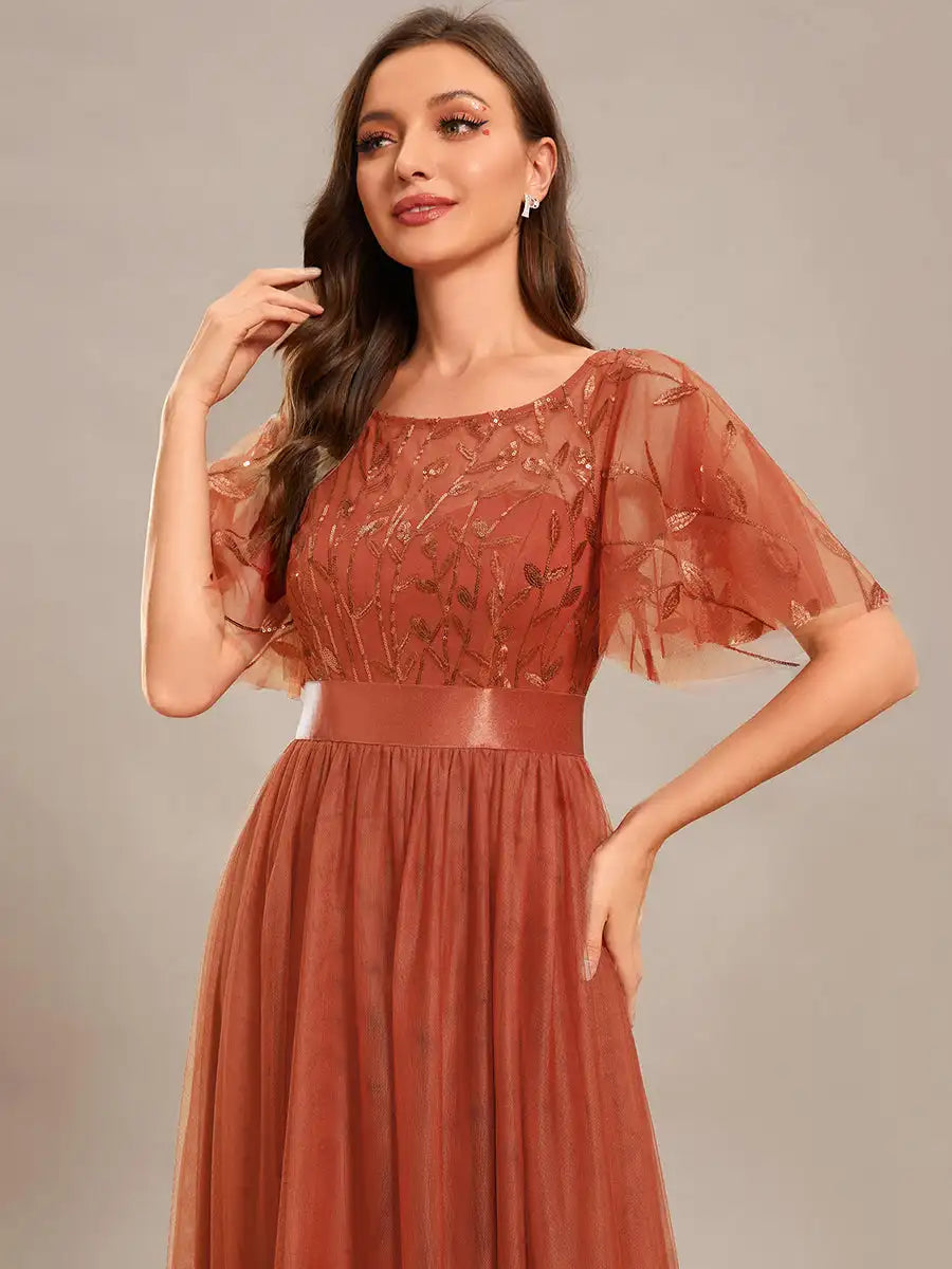Elegant Evening Dresses Sequin Print Maxi Long with