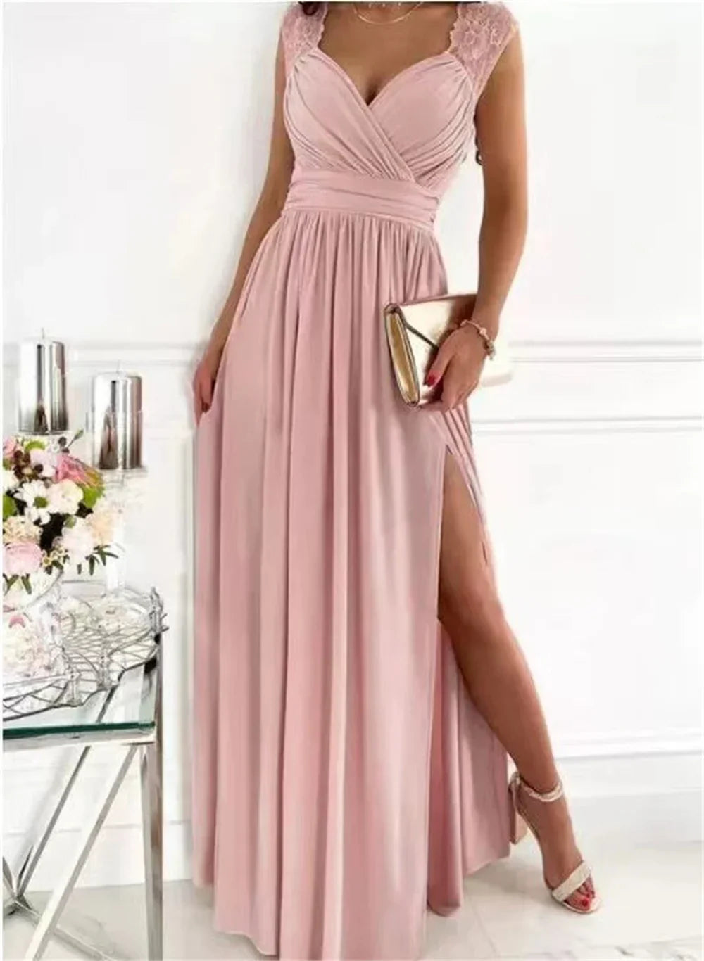 Elegant Long Wedding Bridesmaid Dress For Women Lady