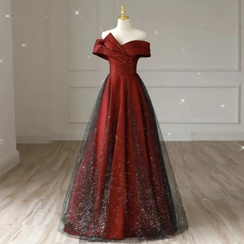 Elegant Sexy Boat Neck Evening Prom Dresses