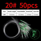 Elllv 50pcs 6# -28# Pre Tied Flash Fish