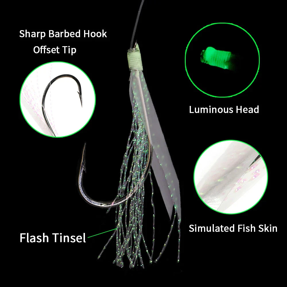 Elllv 50pcs 6# -28# Pre Tied Flash Fish