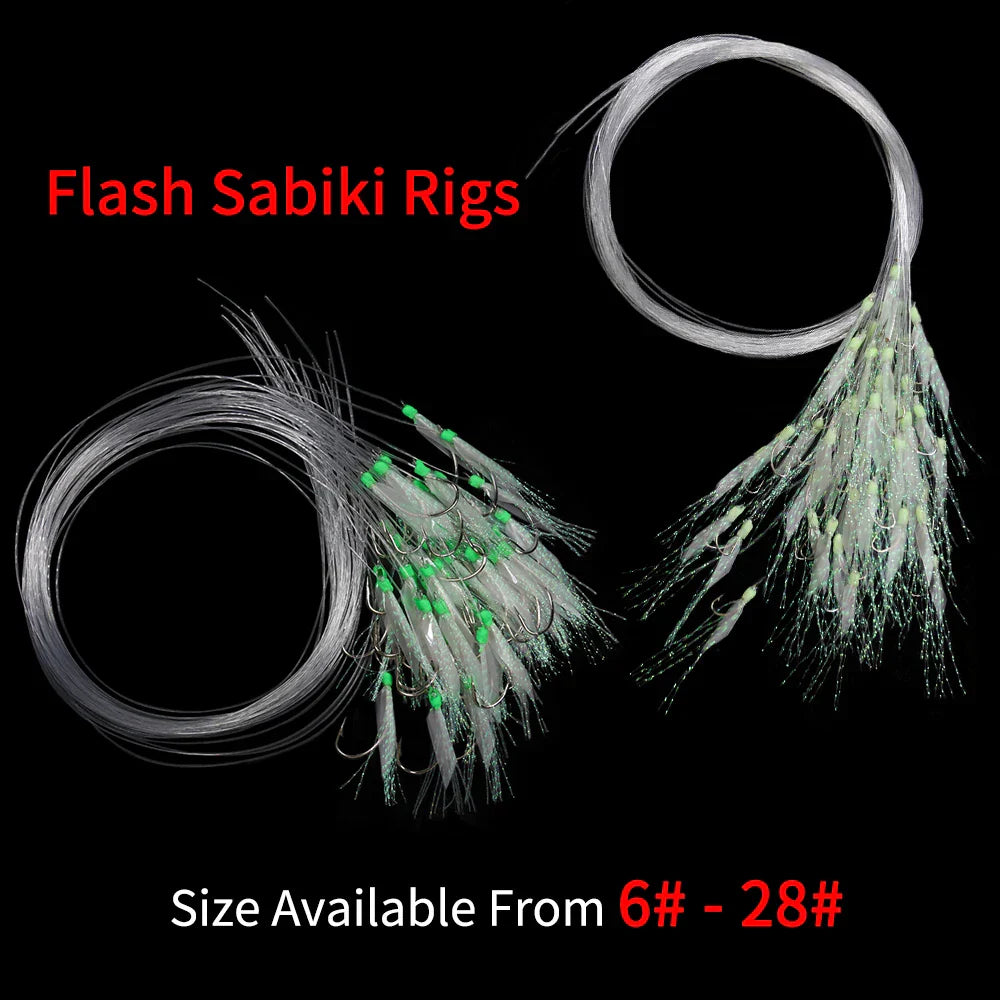 Elllv 50pcs 6# -28# Pre Tied Flash Fish