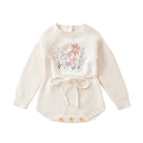 Embroidery Floral Baby Girls Sweater Romper Newborn Long